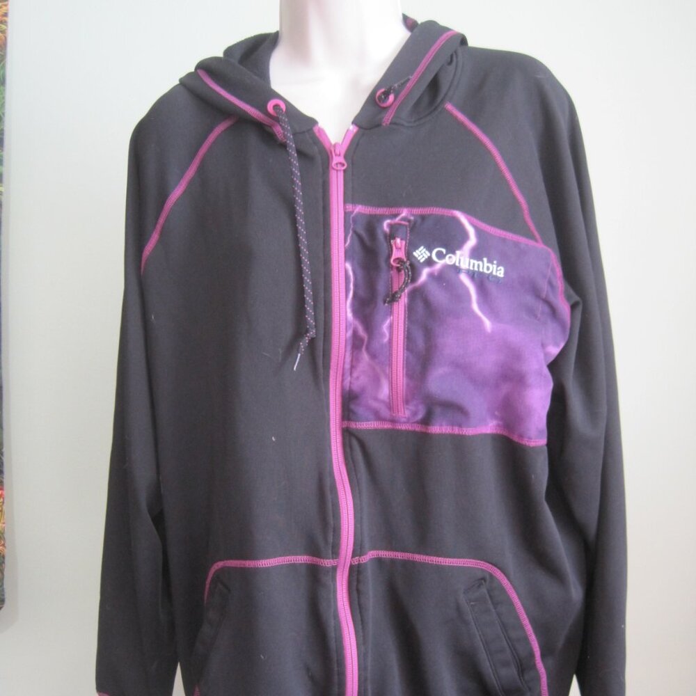 Columbia Hoodie Mens Womens L Black Purple PFG Omni Shield Zip Sweatshirt Jacket